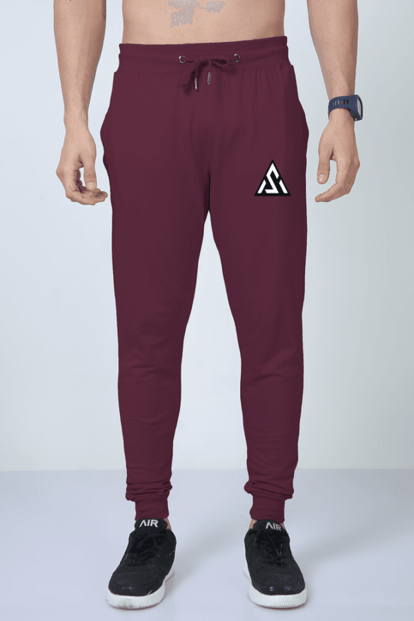 Ace Unisex Maroon Joggers (S) – Gold Vinyl Accent - Image 2