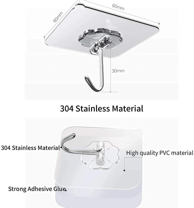 Sticker ABS Plastic + Steel Hook Hanger - Set of 5